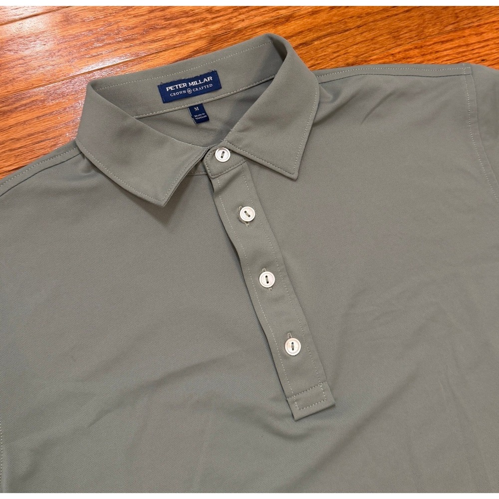 Peter Millar Crown Crafted Golf Polo Shirt Mens Medium Green Performance No Logo